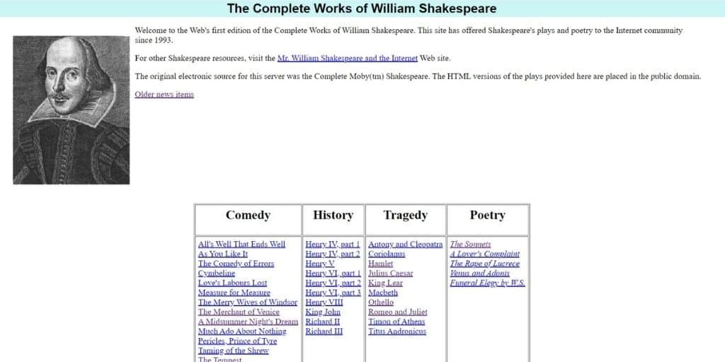 MIT Shakespeare websites