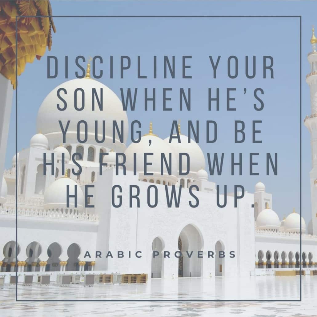 arabic proverbs - discipline your son when he's young, and be his friend when he grows up