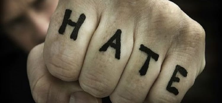 hate, tattood one to 4 fingers