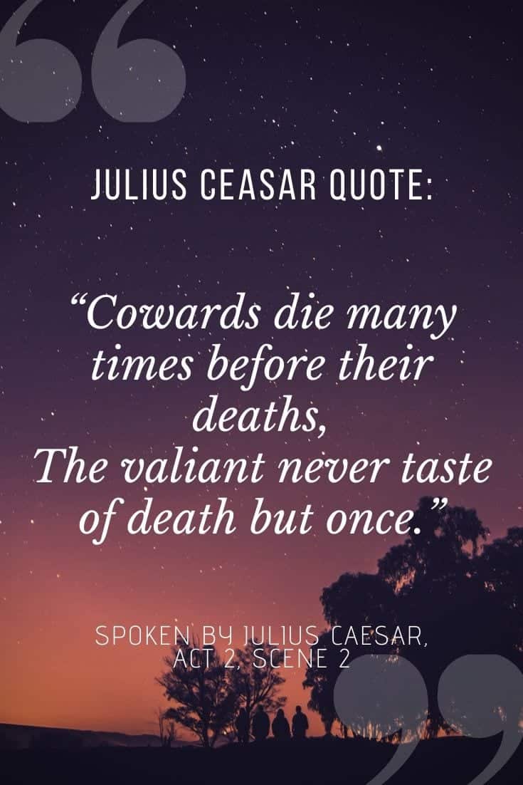 Julius Caesar quotes on dusky purple background