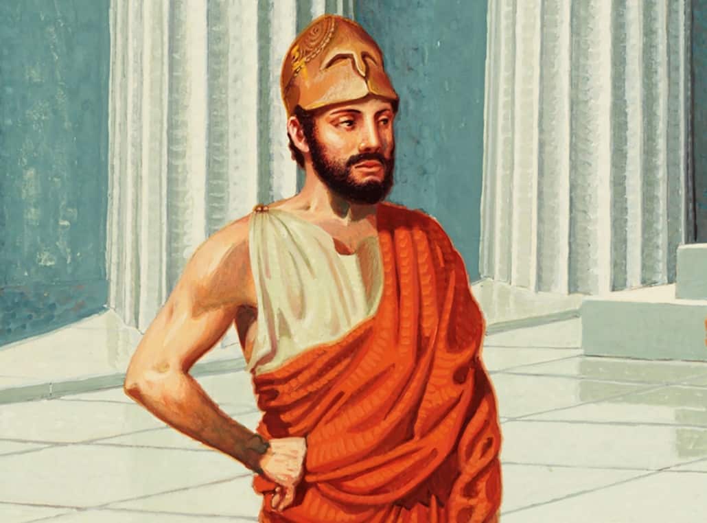 Pericles portrait, in orange toga
