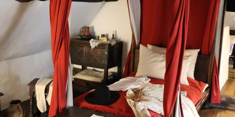 Tudor four poster bed in Anne Hathaway's Cottage that may have been Shakespeare's marital bed