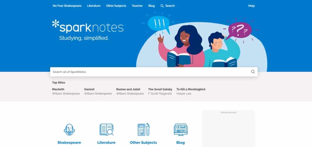 sparknotes homepage