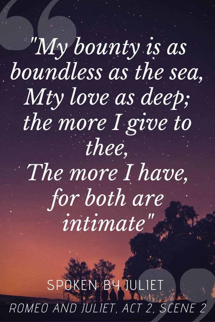 Romeo and Juliet quotes on pinterest graphic - my bounty is as boundless as the sea
